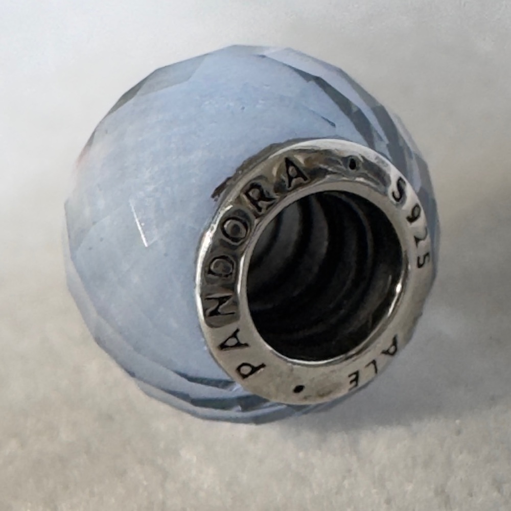 Authentic Pandora Murano  Glass Geometric Faceted Light Blue Charm - Picture 6 of 9